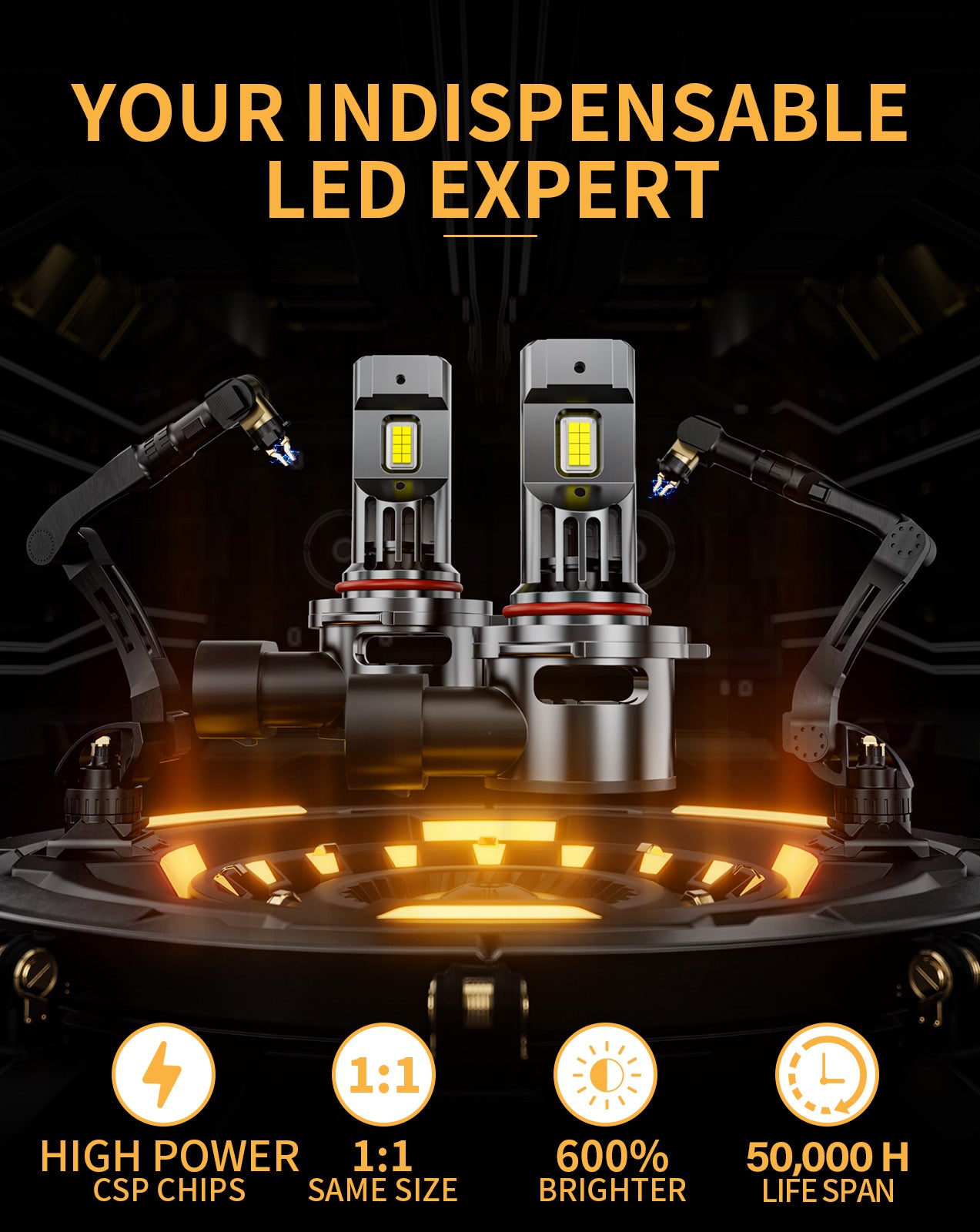 MIFMIA 9005 HB3 LED Headlight Bulbs High Beam, 1:1 Mini Size 600% Brighter White