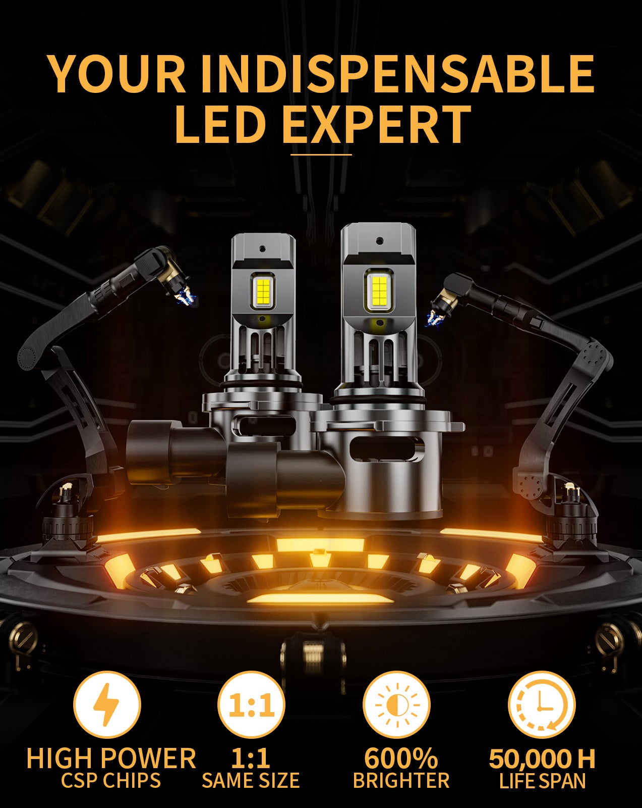 MIFMIA 9006 HB4 LED Headlight Bulbs Low Beam, 1:1 Mini Size 600% Brighter White