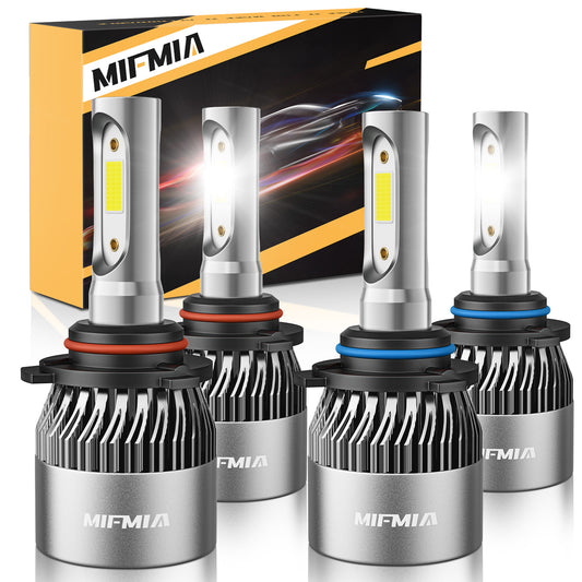 MIFMIA 9005 9006 Combo LED Headlight Bulbs, 500% Brighter 6500K Cool White, Halogen Replacements, Pack of 4