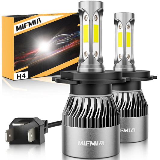 MIFMIA 9003 H4 LED Headlight Bulb High Beam and Low Beam, 60W 8000 Lumens 300% Brighter HB2 6500K Cool White LED Headlights Conversion Kit for Car Motorcycle