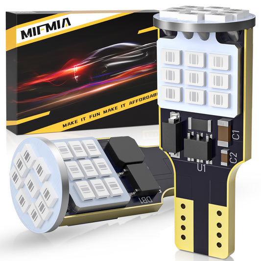 MIFMIA 912 921 LED Bulb Red for LED Third Brake Center High Mount Stop Light, 400% Brighter T15 906 904 W16W 27-SMD Chipsets 3rd Brake Tail Lights for Cars/Truck (Upgraded, Pack of 2)